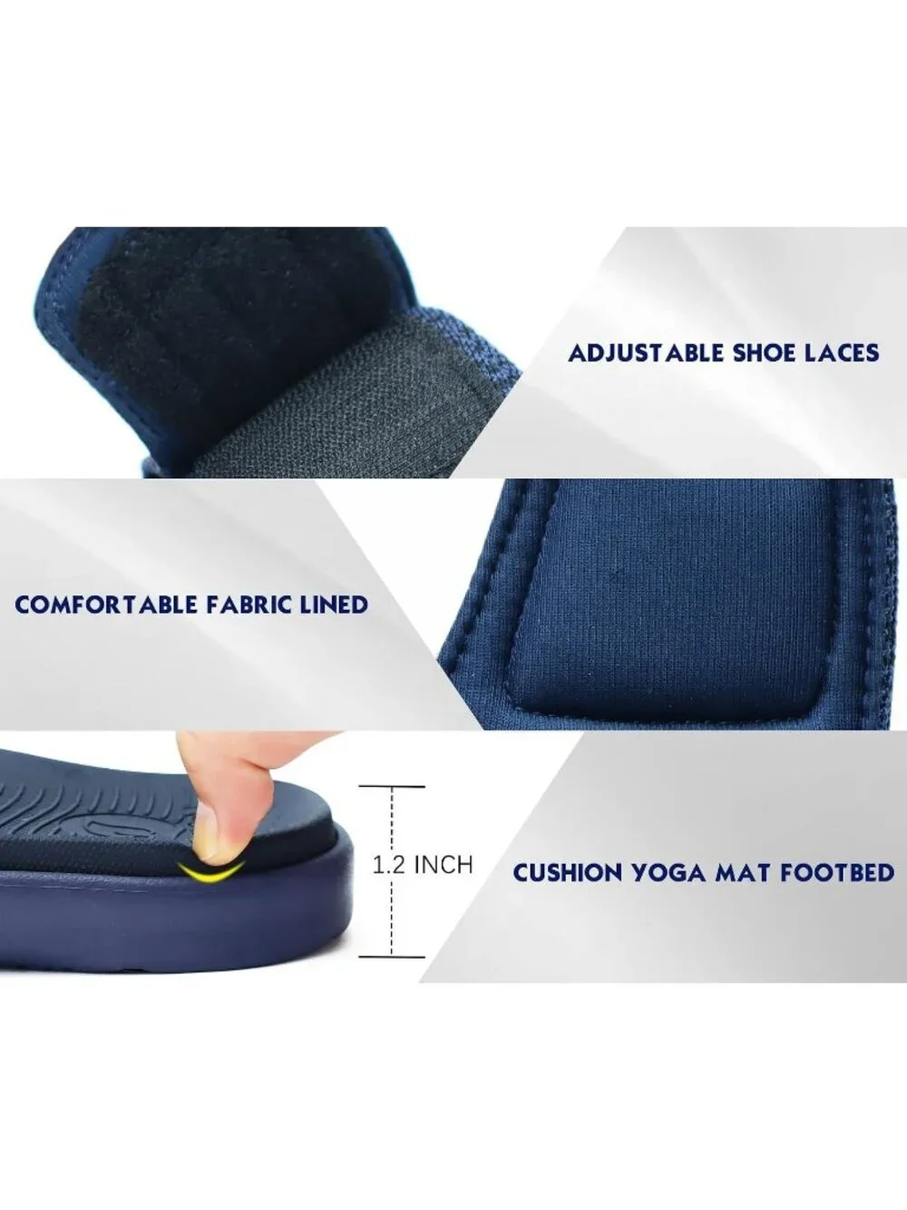 Men's Blue Arch Support Sport Slides Open Toe Adjustable Orthotic Sandal Shoes
